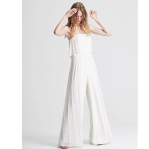 HALSTON STRAPLESS PLEATED JUMPSUIT